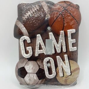 "GAME ON" Sports Themed Light Switch Plate for Boys Room Cool Sporty Team Player
